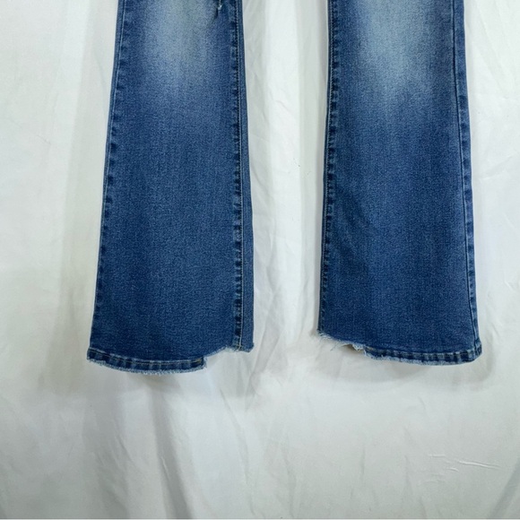 Women’s Distressed High Rise Flare Leg Stretch Denim Jeans - Picture 5 of 7